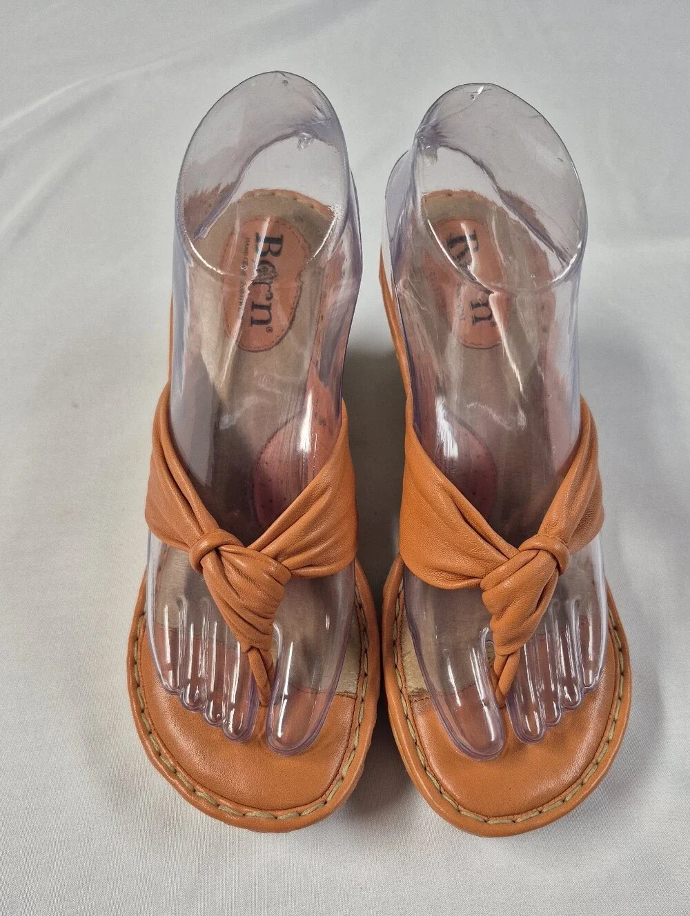 Born Cetina Orange Knotted Wedge Espadrille Sandals Size 8